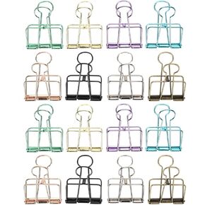 16 PCS Multicolor Hollow Clip Clamps Clamps Binder Clips for Office School School Document Document (M)