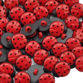 GSHLLO 50 PCS Plastic Ladybug Shank Buttons Tag Embellishments Ornaments Craft Buttons for Sewing