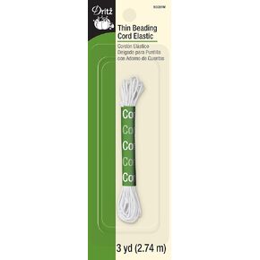 Dritz 9339W Thin Beading Cord Elastic, White, 3-Yard