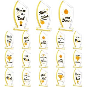Treela 18 Pcs Appreciation Acrylic Awards Appreciation Trophies Employee Appreciation Gifts Bulk Thank You Award Trophy for Adults Students Classroom Favors Office Decorations