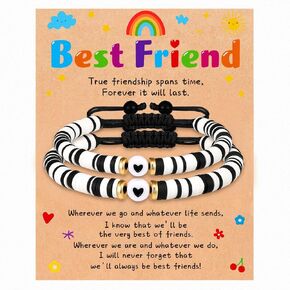 Duodiner Best Friend Friendship Bracelets for 2, BFF Matching Heart Bracelet for Women Girls Teen Birthday Christmas Jewelry Gifts
