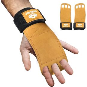 Leather Gymnastics Grips-3 Hole Pull Up Grips with Wrist Support, Hand Grips for Cross Training Hand Protection - Grips for Gymnastics Bars , Palm Guards for Athletes to Prevent Rips and Blisters