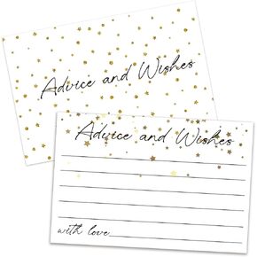 Advice and Wishes Cards, Double-sided Blank Cards with Star Suitable for Wedding Reception, Bridal Showers, Mr and Mrs, Baby Shower, Graduation, Pack of 25-05