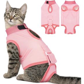 BRKURLEG Cat Recovery Suit, Surgery Onesie for Cats, After Surgery E-Collar Male and Female Alternative for Cats, Pet Surgery Shirt for Spay Abdominal Skin Anti Licking, Orange, XL