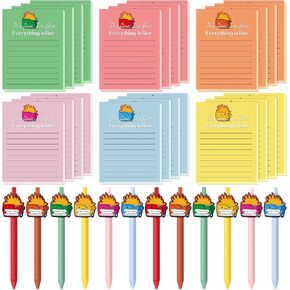 48 Pcs Dumpster Fire Sticky Notes and Pens Set, 24 Dumpster Memo Pads 24 Emotional Support Pens Employee Appreciation Gifts Supplies for Students Team Office Coworker Staff Employee Teachers
