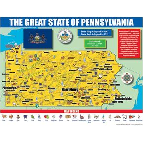 Gallopade Publishing Group Pennsylvania State Map للطلاب - حزمة 30 (9780635106650)