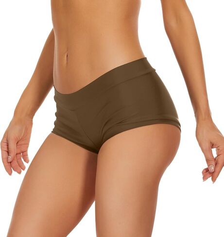 Annbon Ruched Scrunch Butt Bikini Bottoms Mid Rise boy Short Swim Bottoms Bathing Suit Bottoms for Women Full Coverage in Kuwait