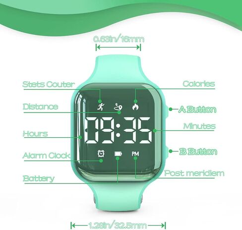 LED Kids Multifunction Steps Counting Watch, Digital Watch, Non-Bluetooth Pedometer Watch, Stopwatch, Alarm Clock, Calories for Women Children Girls Boys in Kuwait