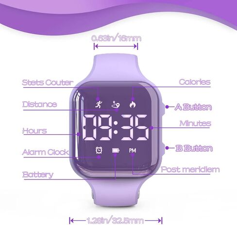 ساعة LED متعددة الوظائف للأطفال، ساعة رقمية، ساعة عداد الخطى غير بلوتوث، ساعة إيقاف، ساعة منبه، السعرات الحرارية للنساء والأطفال والبنات والأولاد in Kuwait