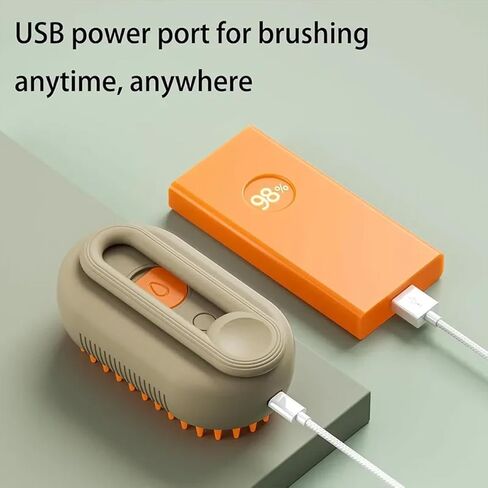 3 في 1 فرشاة بخار القط للتخلص والتنظيف والتدليك ، مشط إزالة الشعر بملابس رذاذ USB قابلة لإعادة الشحن للقطط والكلاب ذات الشعر الطويل/القصيرة (أبيض) in Kuwait