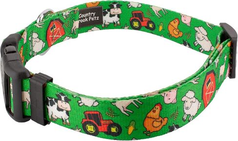 Country Brook Petz - Deluxe Farm Life Y'all Dog Collar - Made in The U.S.A. - Critter Corner Collection Featuring Creature Themed Designs (1 Inch, Large) in Kuwait