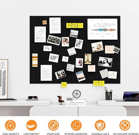 Bostin Bulletin Board 36 "× 24" لوحة كورك كبيرة للوحة الدبوس للدفع للمكتب 6 حزمة DIY صورة الألواح الزخرفية مربعات الجدران للمنزل ، رمادي فاتح in Kuwait