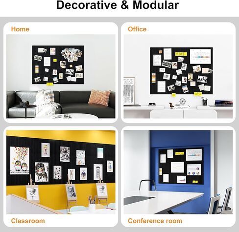 Bostin Bulletin Board 36 "× 24" لوحة كورك كبيرة للوحة الدبوس للدفع للمكتب 6 حزمة DIY صورة الألواح الزخرفية مربعات الجدران للمنزل ، رمادي فاتح in Kuwait