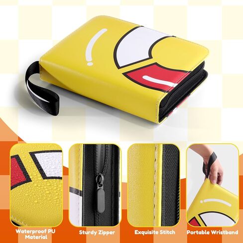 Trading Card Binder-400 Card Holder, 4 Pockets with Removable 50 Sleeves, Card Collector Album with Zipper, Portable Display Storage Holder Book for Sports Card, Game Card(Yellow) in Kuwait