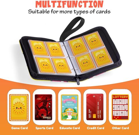 Trading Card Binder-400 Card Holder, 4 Pockets with Removable 50 Sleeves, Card Collector Album with Zipper, Portable Display Storage Holder Book for Sports Card, Game Card(Yellow) in Kuwait