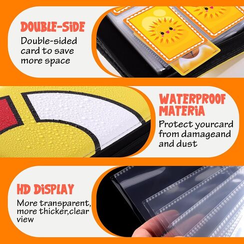 Trading Card Binder-400 Card Holder, 4 Pockets with Removable 50 Sleeves, Card Collector Album with Zipper, Portable Display Storage Holder Book for Sports Card, Game Card(Yellow) in Kuwait