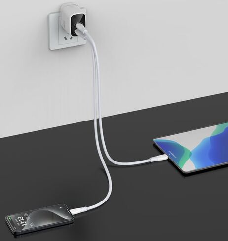 Fast 67W USB-C Charger - GaN Power Delivery - Dual USB-C Plus USB-A - Fast Compact Power Adapter for Laptops, Smart Phones, Tablets and Thousands of Other Devices (White) in Kuwait