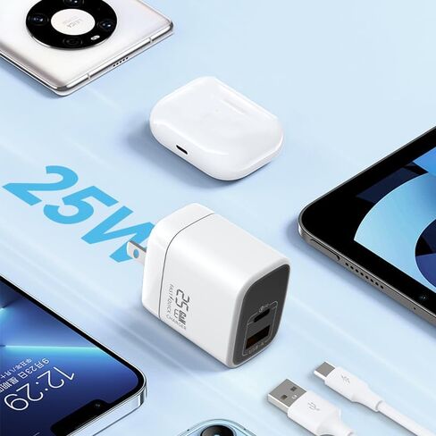 Fast 67W USB-C Charger - GaN Power Delivery - Dual USB-C Plus USB-A - Fast Compact Power Adapter for Laptops, Smart Phones, Tablets and Thousands of Other Devices (White) in Kuwait