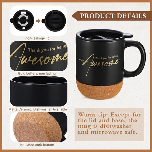 4 Pcs Thank You Gifts for Men Women Teacher Volunteer Employee Appreciation Notebook Inspirational Coffee Mug Scented Candle Ballpoint Pen for Nurse Secretary(Brown,Classic) in Saudi Arabia