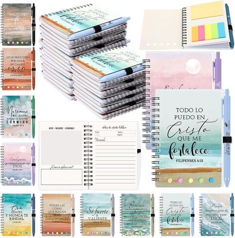 Kosiz 40 Pcs/ 20 Sets Christian Bible Verse Spiral Notebooks and Ballpoint Pens Church Religious Pocket Journal Notepad Gifts for Bible Study Group Supplies Mother's Day Believers(Watercolor,Nature) in Saudi Arabia