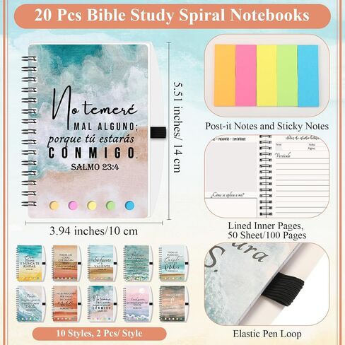 Kosiz 40 Pcs/ 20 Sets Christian Bible Verse Spiral Notebooks and Ballpoint Pens Church Religious Pocket Journal Notepad Gifts for Bible Study Group Supplies Mother's Day Believers(Watercolor,Nature) in Saudi Arabia
