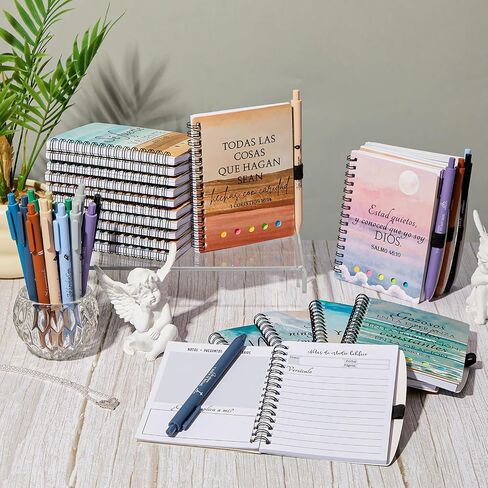 Kosiz 40 Pcs/ 20 Sets Christian Bible Verse Spiral Notebooks and Ballpoint Pens Church Religious Pocket Journal Notepad Gifts for Bible Study Group Supplies Mother's Day Believers(Watercolor,Nature) in Saudi Arabia