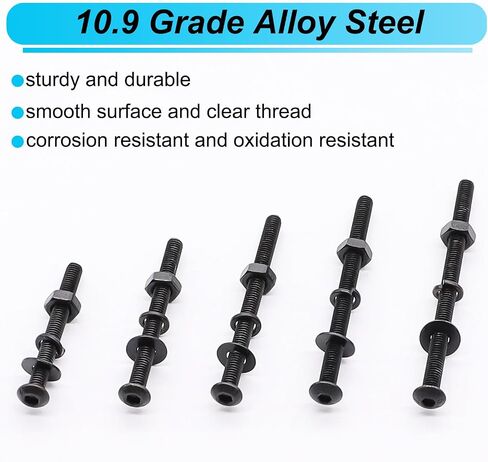 2135PCS Black M3 Metric Screw Assortment Kit, 5-35mm Button Head Screws and Socket Head Screws Bolts Nuts Washers Kit, 10.9 & 12.9 Grade Alloy Steel, M3 Bolts for 3D Printing in Saudi Arabia