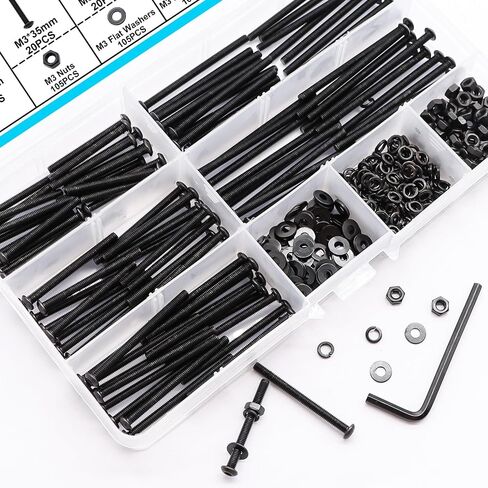 2135PCS Black M3 Metric Screw Assortment Kit, 5-35mm Button Head Screws and Socket Head Screws Bolts Nuts Washers Kit, 10.9 & 12.9 Grade Alloy Steel, M3 Bolts for 3D Printing in Saudi Arabia
