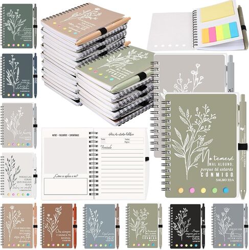 Kosiz 40 Pcs/ 20 Sets Christian Bible Verse Spiral Notebooks and Ballpoint Pens Church Religious Pocket Journal Notepad Gifts for Bible Study Group Supplies Mother's Day Believers(Watercolor,Nature) in Saudi Arabia