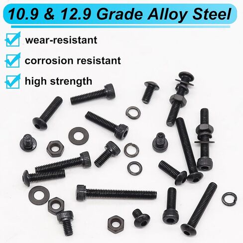 2135PCS Black M3 Metric Screw Assortment Kit, 5-35mm Button Head Screws and Socket Head Screws Bolts Nuts Washers Kit, 10.9 & 12.9 Grade Alloy Steel, M3 Bolts for 3D Printing in Saudi Arabia