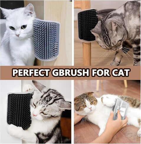 2 Pack Cat Self Groomer with Catnip Pouch Grey Cat Grooming Massage Brush Soft Cat Brush Cat Massager for Indoor Cats in Saudi Arabia