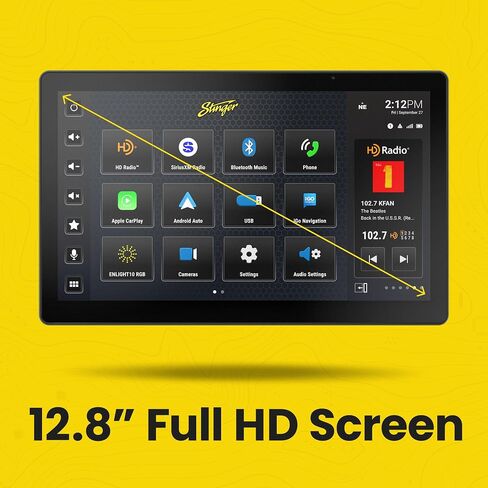 Stinger HORIZON10 10.1" Universal Car Stereo 1280x800 HD Touchscreen Car Radio, Wireless Apple CarPlay/Android Auto, Bluetooth 5.1, IP65 Weather-Resistant Display, HDMI Input, 4 Camera & 3 USB Inputs in Kuwait