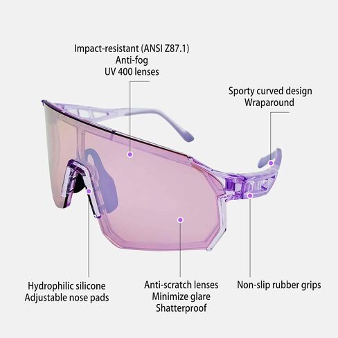 VeilGlam Pro Pickleball Glasses for Men, Amber Lenses Silver Mirrored Tinted Protective Eyewear UV Protection Safety Sunglasses ANSI Z87.1 Anti Fog Scratch Tennis Squash Racquetball Goggles in Kuwait