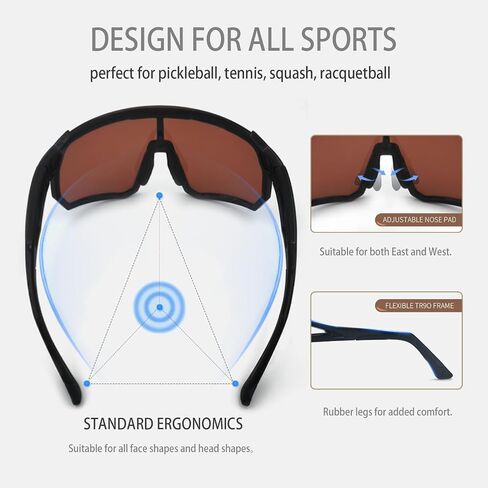 VeilGlam Pro Pickleball Glasses for Men, Amber Lenses Silver Mirrored Tinted Protective Eyewear UV Protection Safety Sunglasses ANSI Z87.1 Anti Fog Scratch Tennis Squash Racquetball Goggles in Kuwait