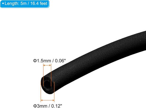 PATIKIL Rubber Cord Tube, 16ft Silicone Hollow Tubing 1/8" OD 1/16" ID for DIY Craft Beading Necklaces Bracelet, Black in Saudi Arabia