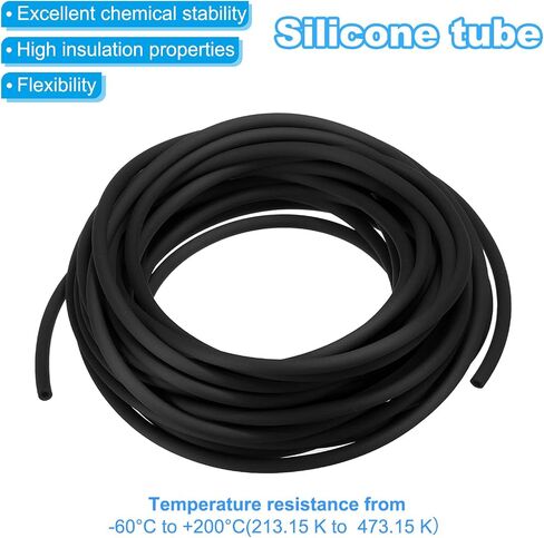 PATIKIL Rubber Cord Tube, 16ft Silicone Hollow Tubing 1/8" OD 1/16" ID for DIY Craft Beading Necklaces Bracelet, Black in Saudi Arabia