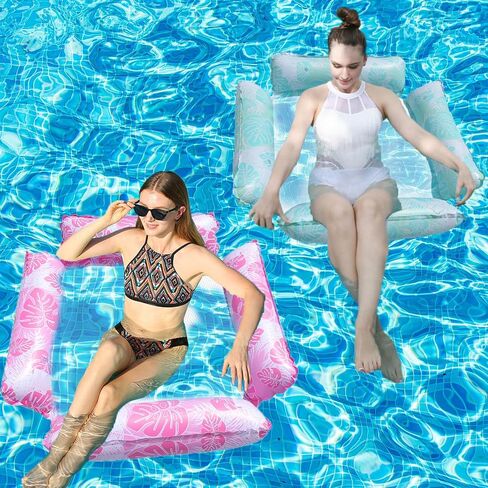 2 Pack Inflatable Pool Float Hammocks, 4-in-1 Multi-Purpose Inflatable Pool Floats Adults,Multi Tubes Floating Mesh Chair for Summer Events Pool Parties in Saudi Arabia