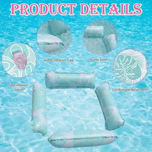 2 Pack Inflatable Pool Float Hammocks, 4-in-1 Multi-Purpose Inflatable Pool Floats Adults,Multi Tubes Floating Mesh Chair for Summer Events Pool Parties in Saudi Arabia