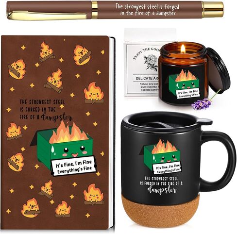 4 Pcs Thank You Gifts for Men Women Teacher Volunteer Employee Appreciation Notebook Inspirational Coffee Mug Scented Candle Ballpoint Pen for Nurse Secretary(Brown,Classic) in Saudi Arabia