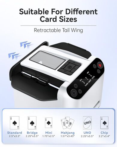 Automatic Card Shuffler and Dealer 2-in-1, 2 Deck 360° Rotating Dealing Machine for 12 Players, 4 Drawing Remotes, Rechargeable Playing Card Shuffler Machine for UNO, Poker, Phase 10 in Saudi Arabia