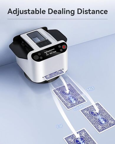 Automatic Card Shuffler and Dealer 2-in-1, 2 Deck 360° Rotating Dealing Machine for 12 Players, 4 Drawing Remotes, Rechargeable Playing Card Shuffler Machine for UNO, Poker, Phase 10 in Saudi Arabia
