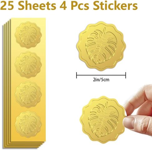 Peacoblue Gold Foil Sticker Seal Embossed Dragon 2 Inch 100Pcs, Self Adhesive Golden Around Embossing Decals for Invitation Certificate Envelope Seal Gift Card Decoration in Saudi Arabia