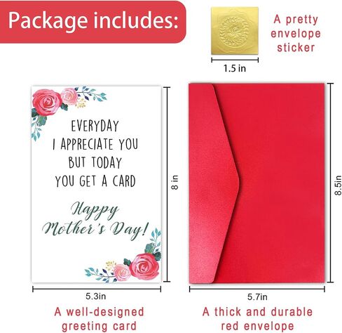 Funny Mother’s Day Card for Mom Grandma Wife, Cute Mother’s Day Gift from Daughter Son Husband (Every Day I Appreciate You, but Today You Get a Card) in Saudi Arabia