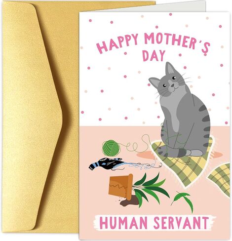 بطاقة عيد أم مضحكة Cat ، بطاقة عيد الأم اللطيفة من Cat ، هدايا بطاقة عيد الأم لجدة الأم ، عيد أم سعيد لخادمي البشري in Kuwait