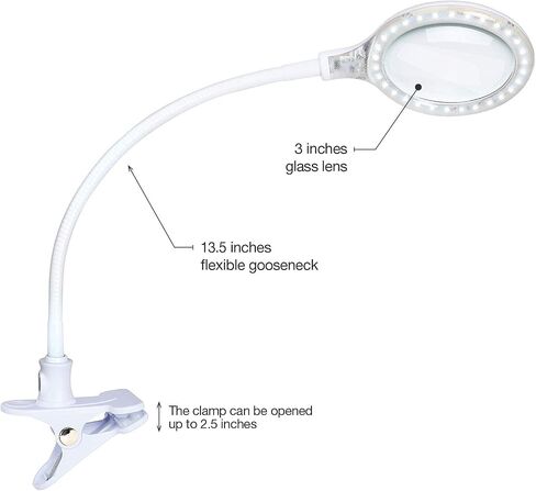 Brightech LightView Flex Magnifying Desk Lamp, 1.75X Light Magnifier, Adjustable Magnifying Glass with Light for Crafts, Reading, Close Work in Saudi Arabia