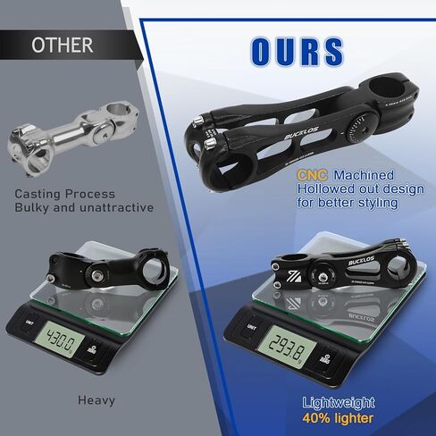 BUCKLOS Adjustable Bike Stem MTB 25.4mm 31.8mm 90/110/130/145mm 80 Degree Bike Stem Riser for Angle Adjustment, Bicycle Handlebar Extension for Commuter Bikes, E-Bike, Mountain, Road Bicycles in Kuwait