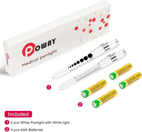 أضواء القلم الطبية مع مقياس التلميذ ومسطرة أضواء القلم LED للممرضات والأطباء ضوء القلم التمريض مع 4 بطاريات مجانية 2PCS Penlight ممرضة Penlight الأسود للممرضات ضوء القلم لملحقات الممرضة in Kuwait