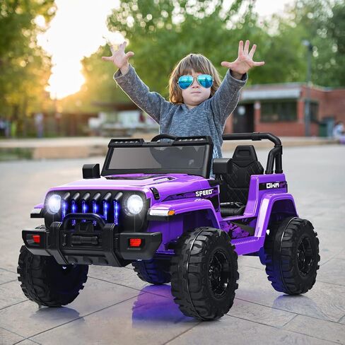 olakids Kids Ride on Truck ، سيارة كهربائية 12 فولت مع التحكم عن بعد ، سيارة صغيرة تعمل بالبطارية مع الموسيقى ، القرن ، 3 سرعات ، مصابيح LED ، Bluetooth ، USB ، الراديو (الأرجواني) in Kuwait