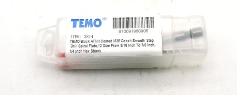 TEMO M35 Cobalt Step Drill Double Flute, 6 Size From 3/16 Inch To 1/2 Inch, 1/4 Inch Hex Shank in Kuwait