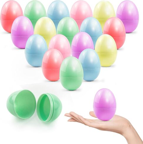 24pcs 2.3 "بيض عيد الفصح القابل للملء ، بيض بلاستيكي فارغ مشرق ملون لصيد عيد الفصح ، بيض مفاجئ ، حشوات سلة عيد الفصح in Kuwait